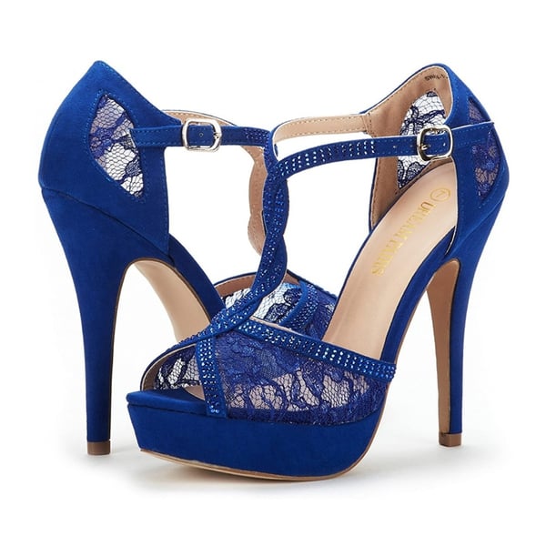 Peep Toe High Heel Platform Sandals - ROYAL BLUE - 1